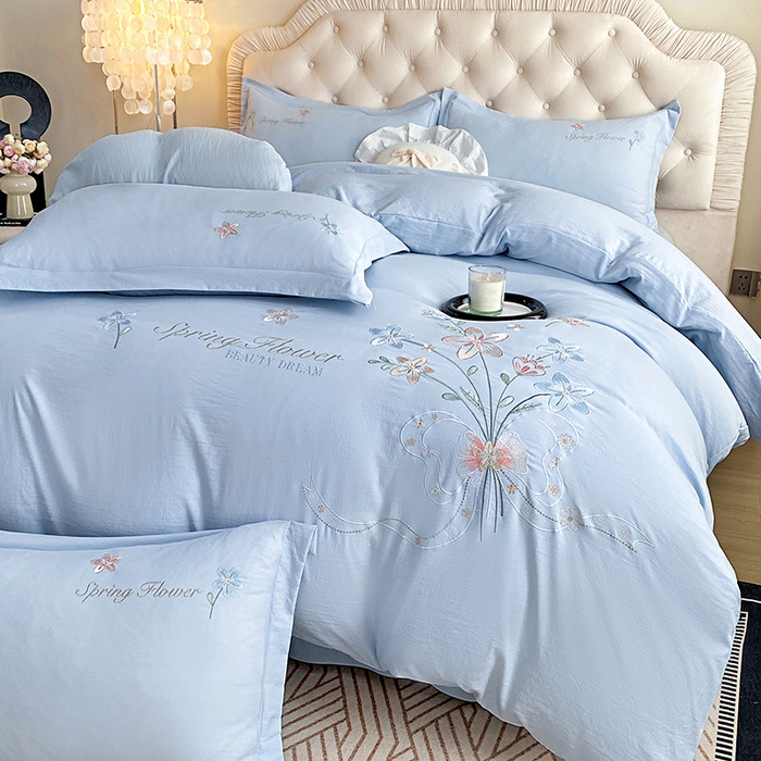 91家纺网 家纺一手货源 找家纺 大麦乐田 2025新款糯小棉立体绣花吊边四件套-手捧花 手捧花 兰