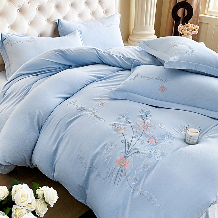 91家纺网 家纺一手货源 找家纺 大麦乐田 2025新款糯小棉立体绣花吊边四件套-手捧花 手捧花 兰