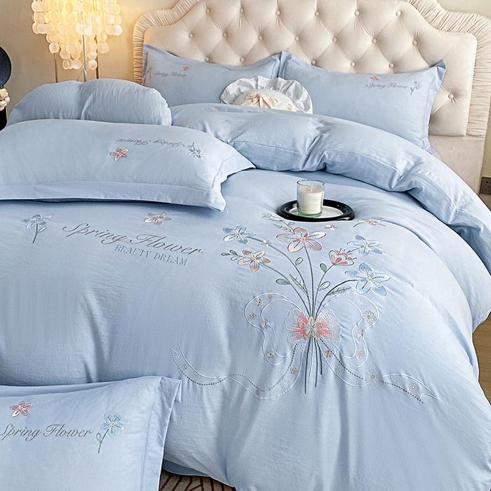 91家纺网 家纺一手货源 找家纺 大麦乐田 2025新款糯小棉立体绣花吊边四件套-手捧花 手捧花 兰