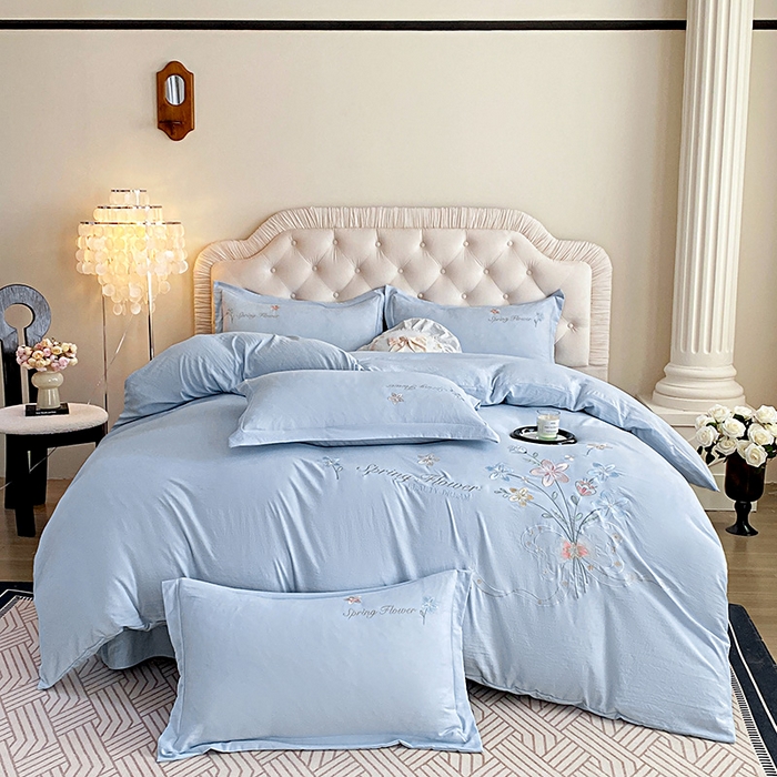 91家纺网 家纺一手货源 找家纺 大麦乐田 2025新款糯小棉立体绣花吊边四件套-手捧花 手捧花 兰