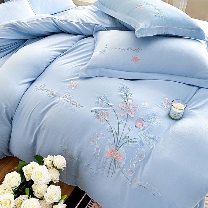 91家纺网 家纺一手货源 找家纺 大麦乐田 2025新款糯小棉立体绣花吊边四件套-手捧花 手捧花 兰