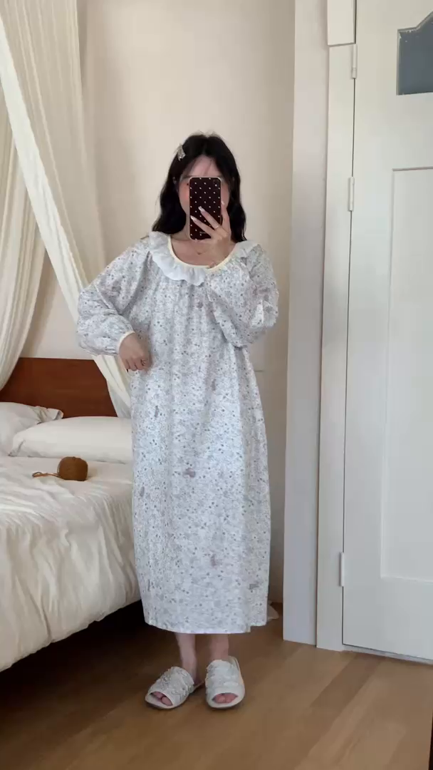 91家纺网 家纺一手货源 找家纺 纽约生活 2025新款有氧纱蕾丝长袖裙（会员-5） 蓝花兔