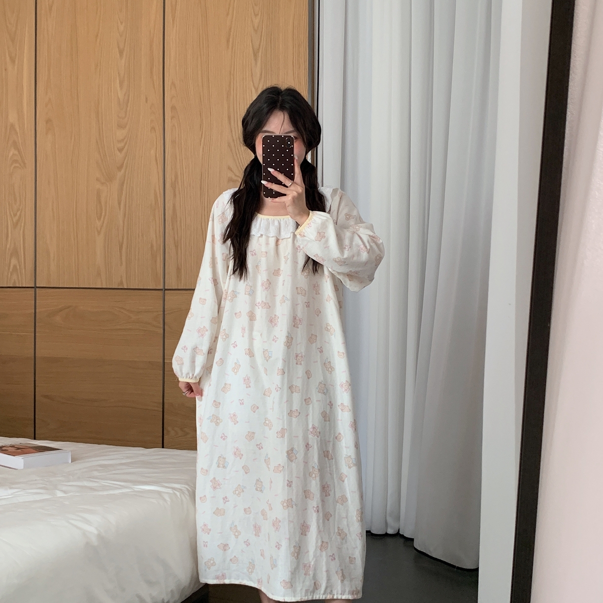 纽约生活 2025新款有氧纱蕾丝长袖裙（会员-5） 奶油小熊