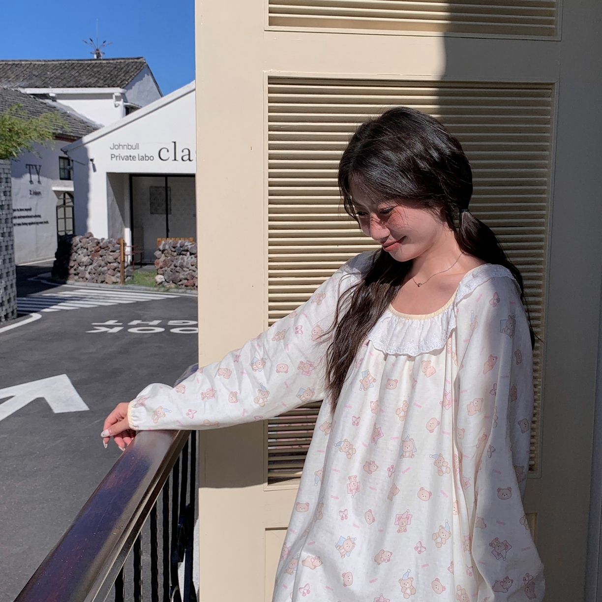 91家纺网 家纺一手货源 找家纺 纽约生活 2025新款有氧纱蕾丝长袖裙（会员-5） 奶油小熊