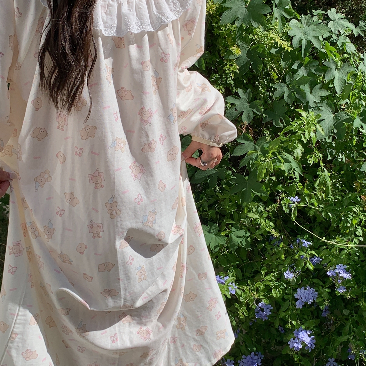 91家纺网 家纺一手货源 找家纺 纽约生活 2025新款有氧纱蕾丝长袖裙（会员-5） 奶油小熊