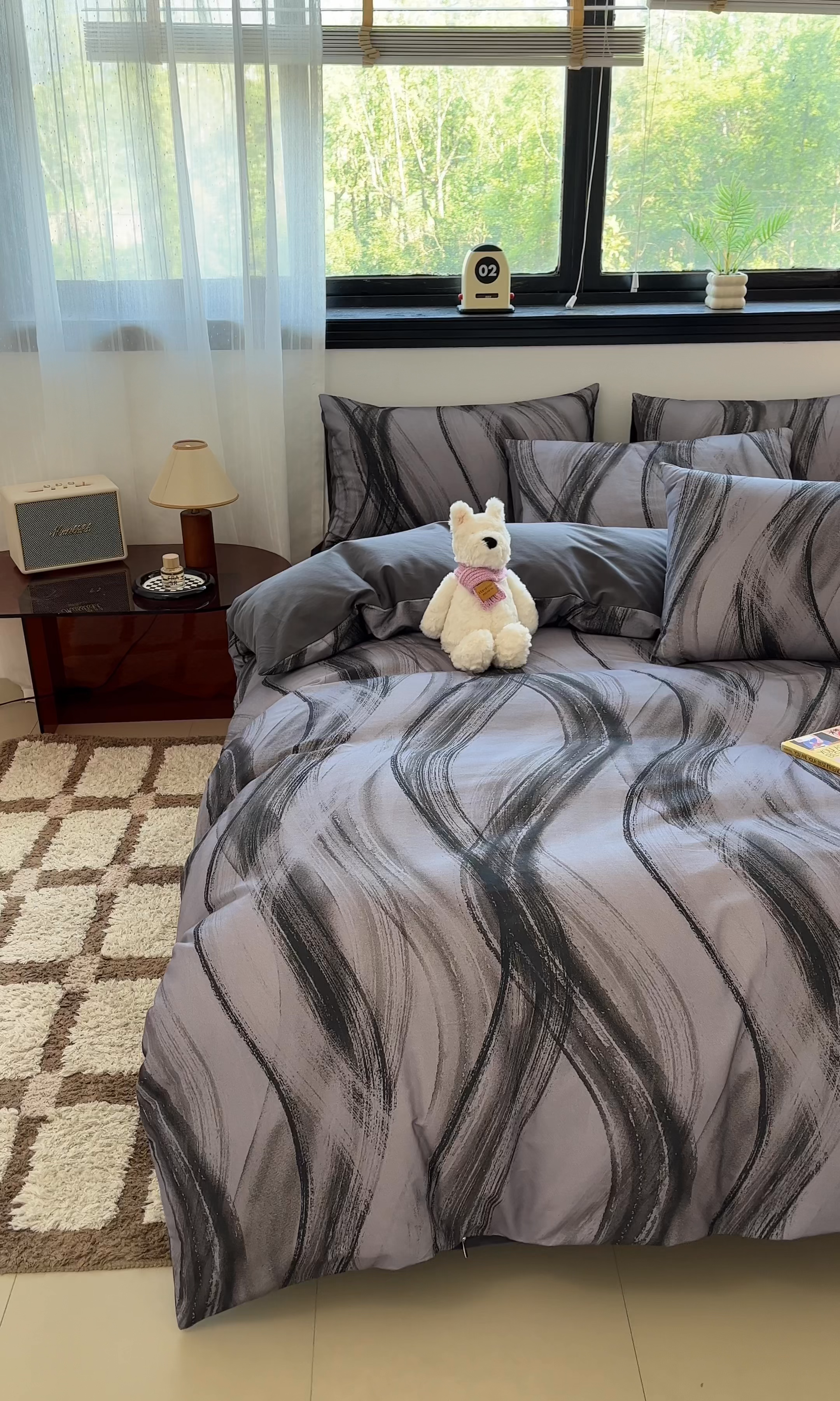 91家纺网 家纺一手货源 找家纺 吉象家纺 2025新款全棉纯棉加厚磨毛印花四件套 幻影黑