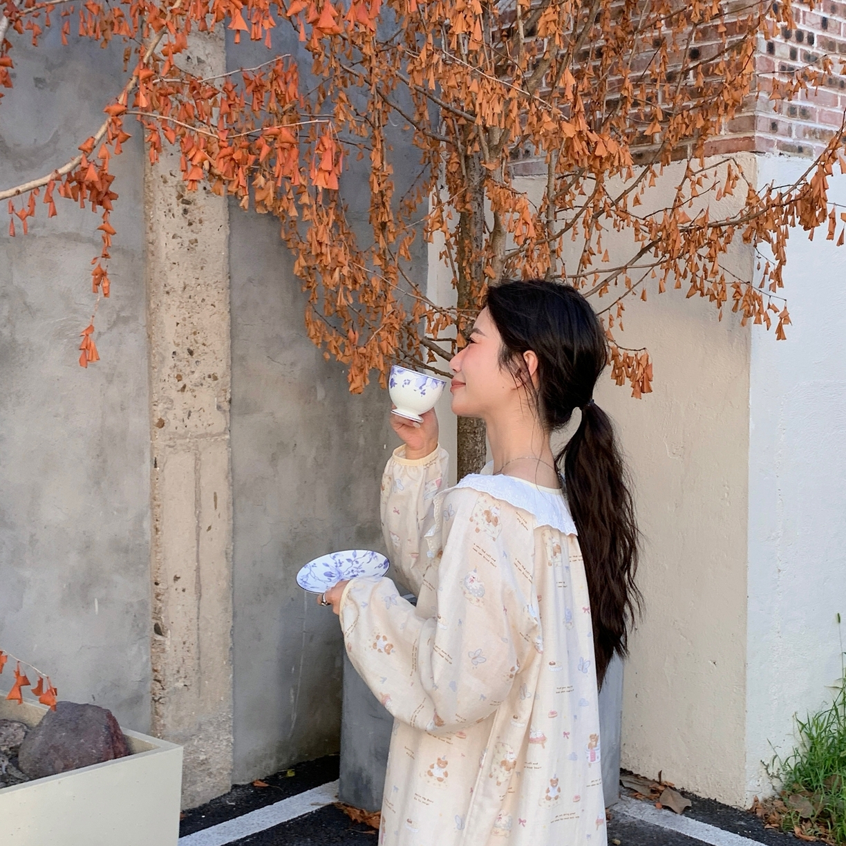 91家纺网 家纺一手货源 找家纺 纽约生活 2025新款有氧纱蕾丝长袖裙（会员-5） 沙发小狗