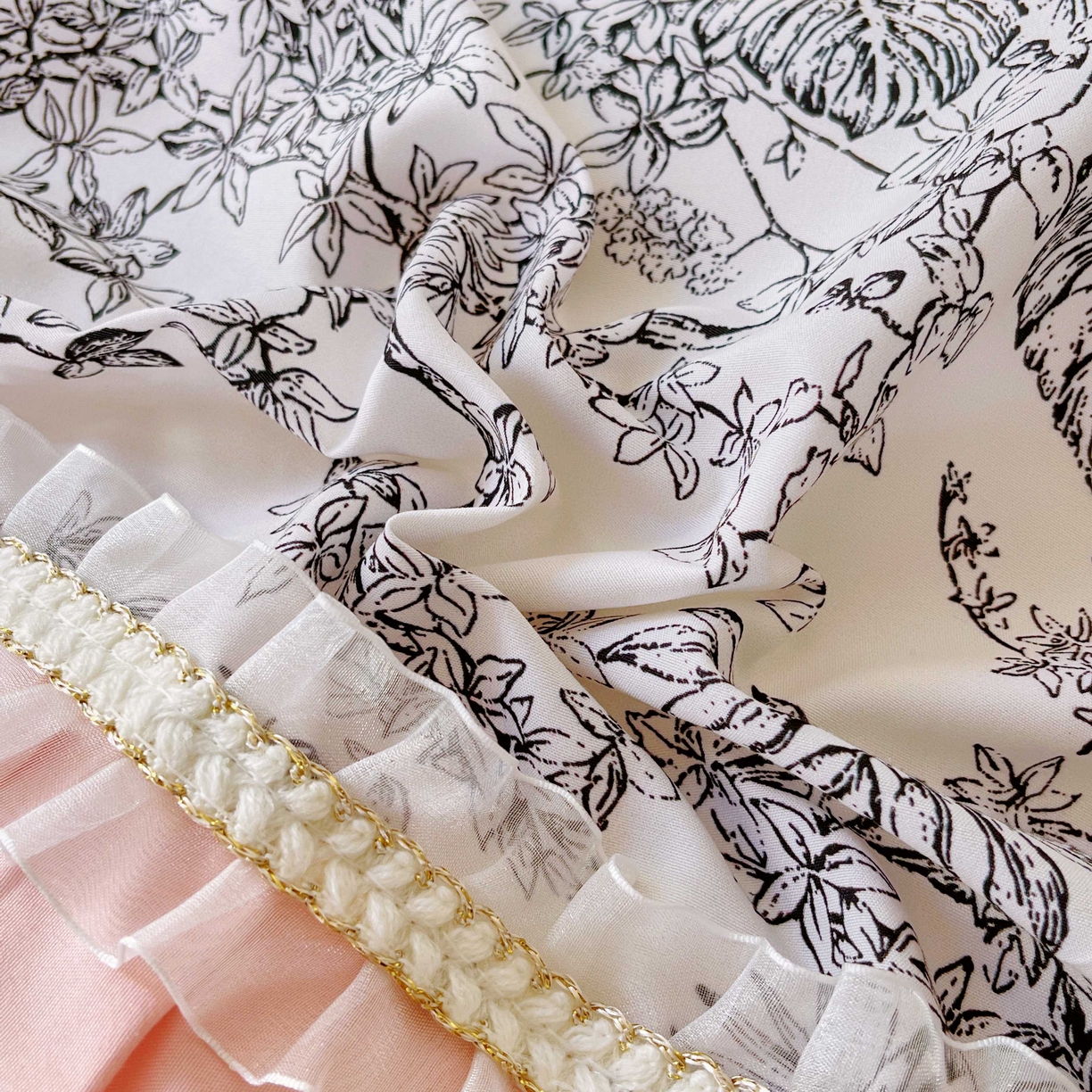 91家纺网 家纺一手货源 找家纺 （总）大麦乐田 2025新款法式褶皱糯小棉直角床单四件套