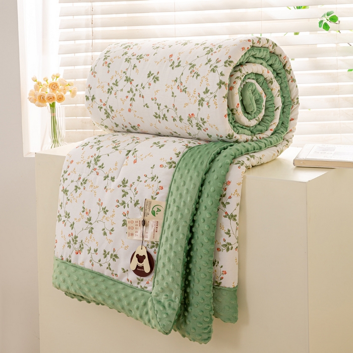 锦鹭被业 2025新款AB版舒适全棉纯棉豆豆绒被被子被芯 连理枝