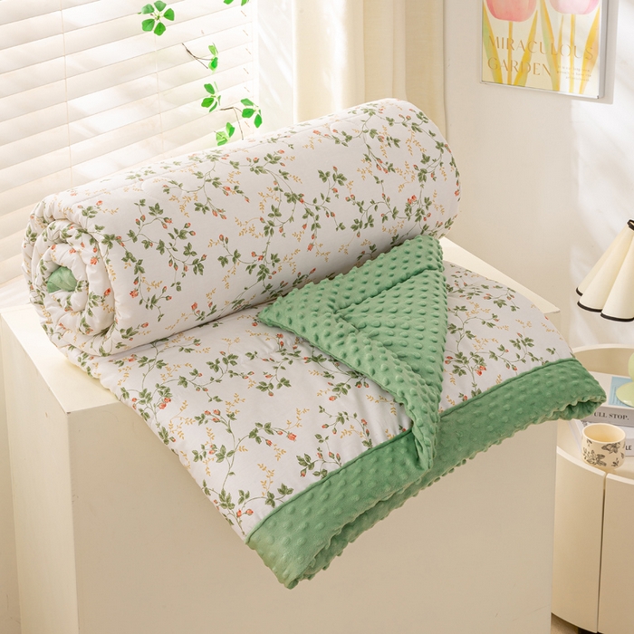 91家纺网 家纺一手货源 找家纺 锦鹭被业 2025新款AB版舒适全棉纯棉豆豆绒被被子被芯 连理枝