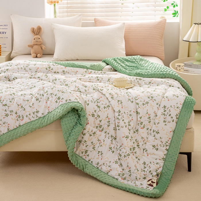 91家纺网 家纺一手货源 找家纺 锦鹭被业 2025新款AB版舒适全棉纯棉豆豆绒被被子被芯 连理枝