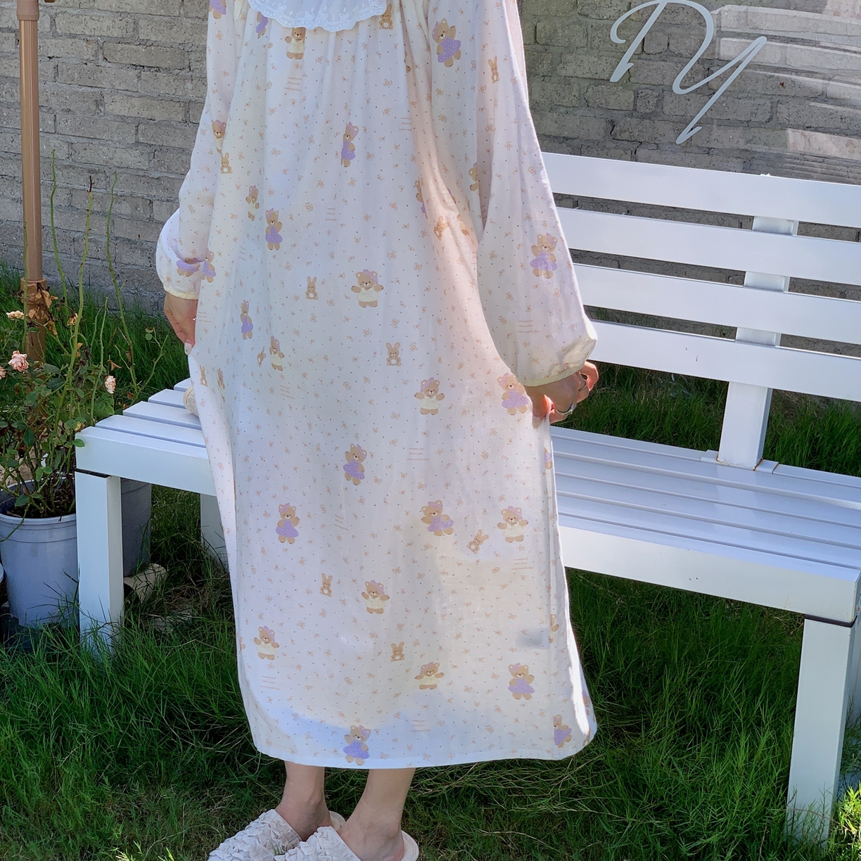 91家纺网 家纺一手货源 找家纺 纽约生活 2025新款有氧纱蕾丝长袖裙（会员-5） 小熊软糖