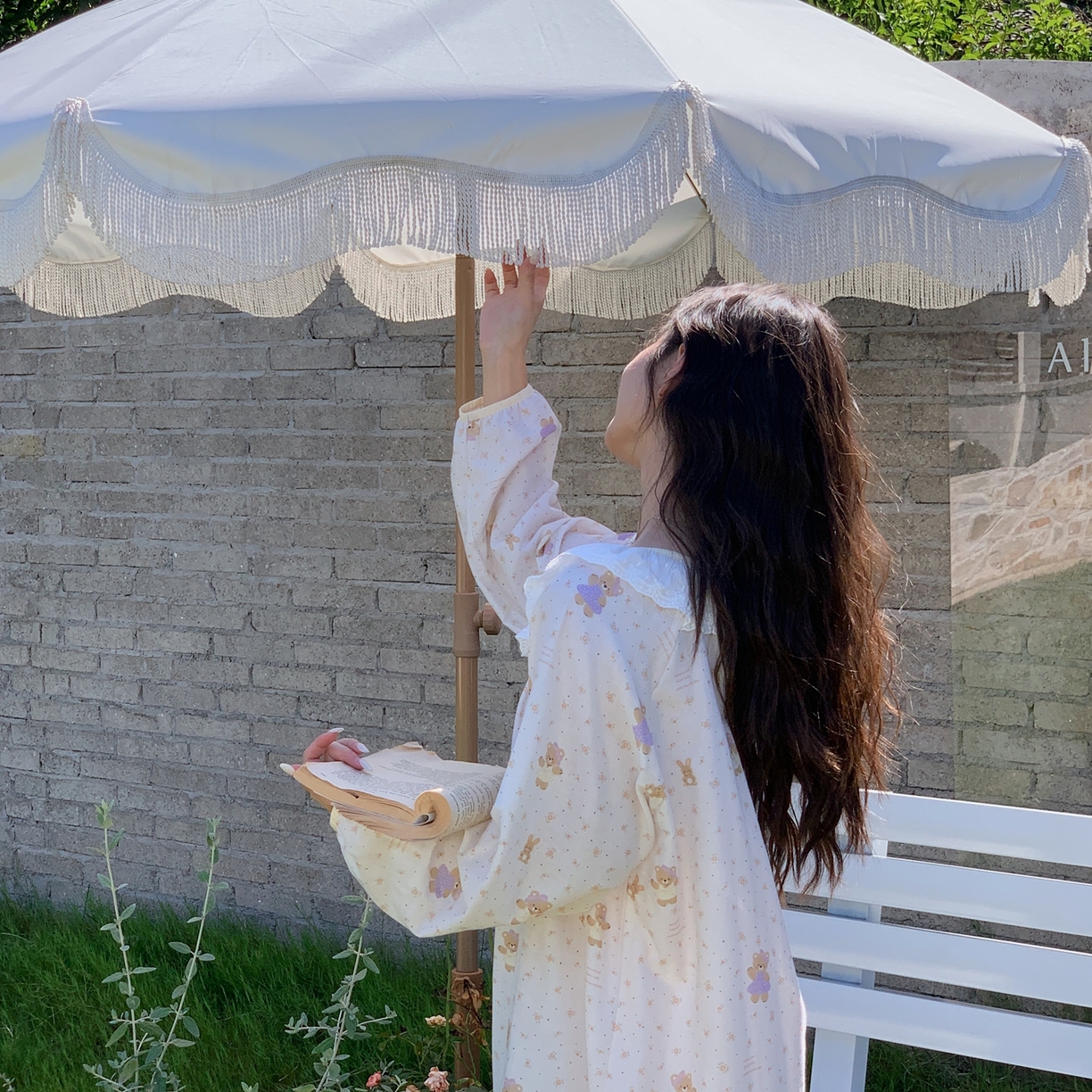 91家纺网 家纺一手货源 找家纺 纽约生活 2025新款有氧纱蕾丝长袖裙（会员-5） 小熊软糖