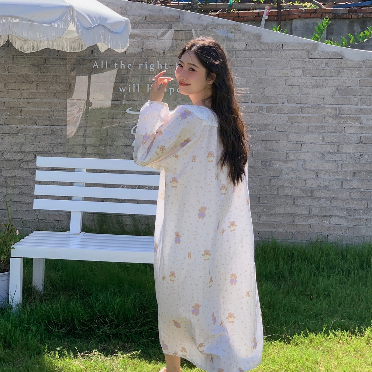 91家纺网 家纺一手货源 找家纺 纽约生活 2025新款有氧纱蕾丝长袖裙（会员-5） 小熊软糖