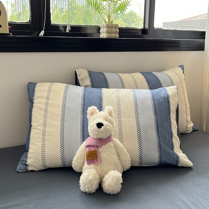 91家纺网 家纺一手货源 找家纺 吉象家纺 2025新款全棉纯棉加厚磨毛印花四件套 蓝颜