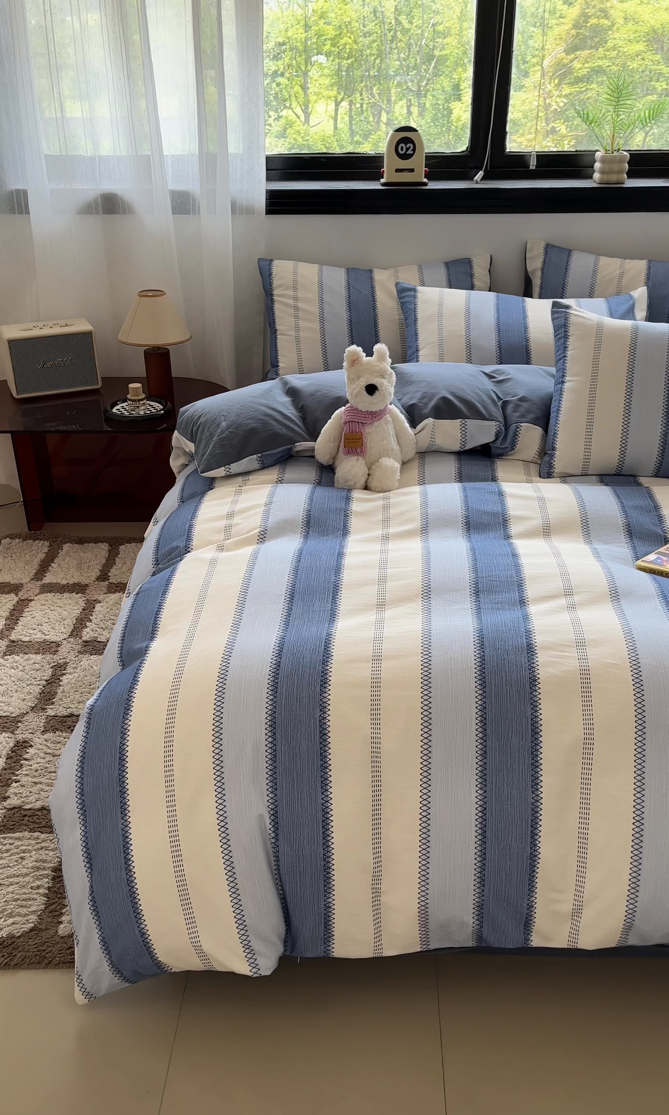 91家纺网 家纺一手货源 找家纺 吉象家纺 2025新款全棉纯棉加厚磨毛印花四件套 蓝颜