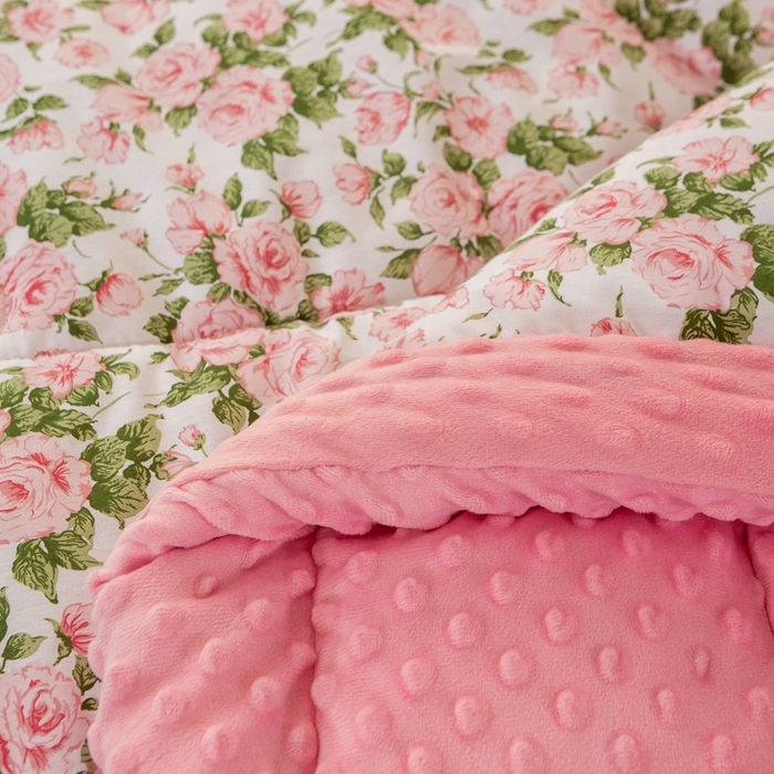 91家纺网 家纺一手货源 找家纺 锦鹭被业 2025新款AB版舒适全棉纯棉豆豆绒被被子被芯 玫瑰物语