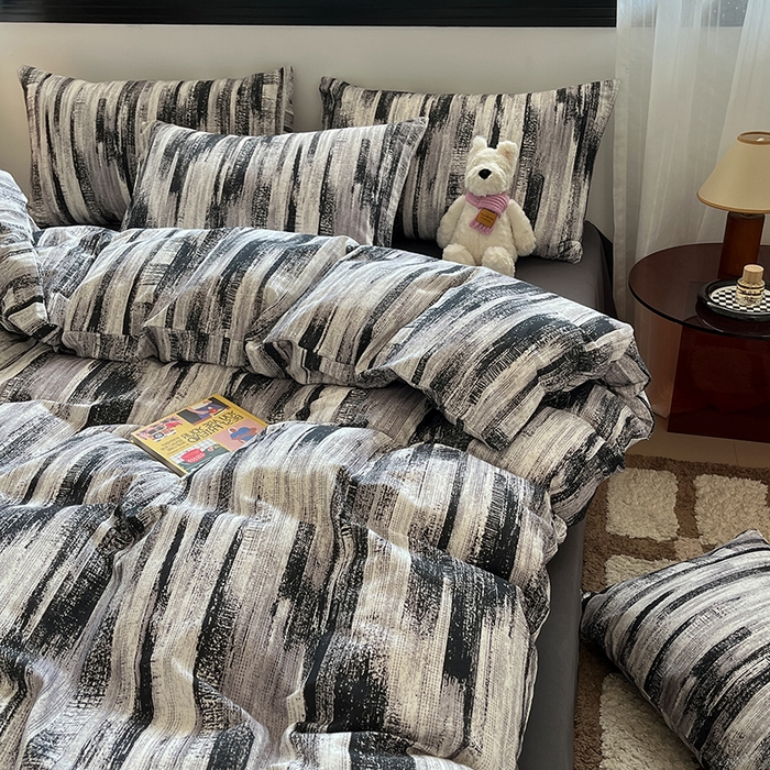 91家纺网 家纺一手货源 找家纺 吉象家纺 2025新款全棉纯棉加厚磨毛印花四件套 水波纹