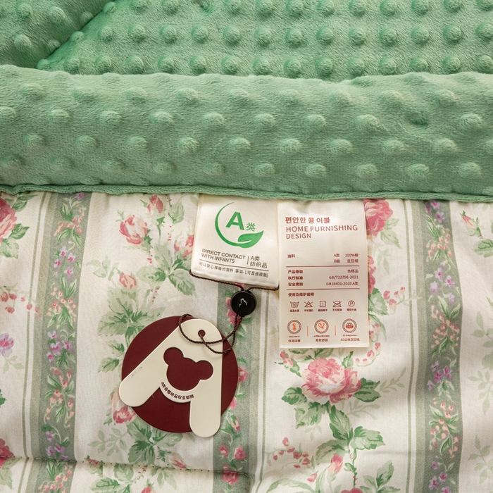 91家纺网 家纺一手货源 找家纺 锦鹭被业 2025新款AB版舒适全棉纯棉豆豆绒被被子被芯 蔷薇