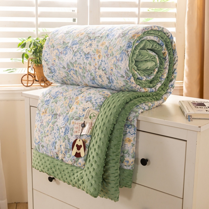 锦鹭被业 2025新款AB版舒适全棉纯棉豆豆绒被被子被芯 水墨花