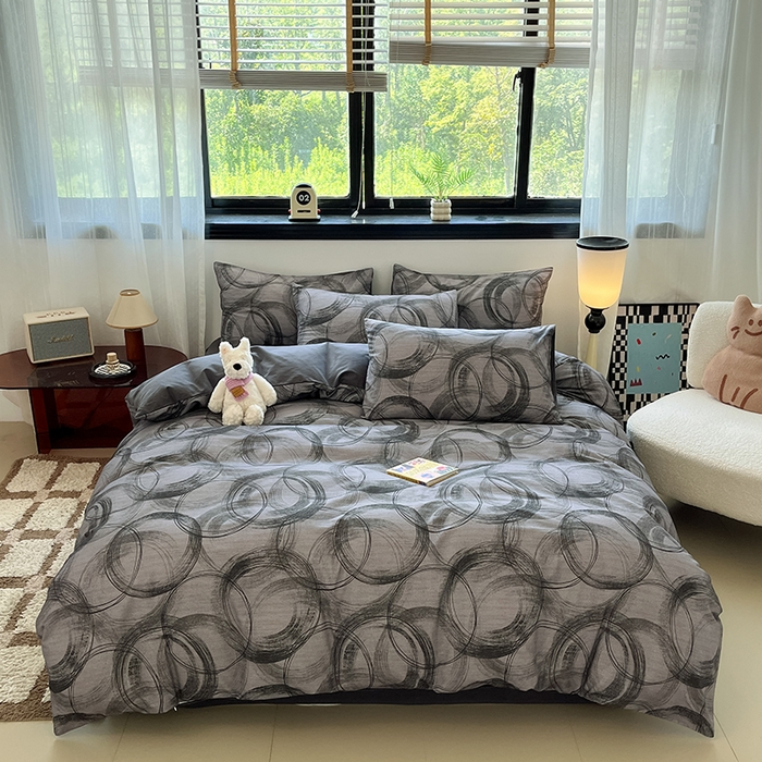 91家纺网 家纺一手货源 找家纺 吉象家纺 2025新款全棉纯棉加厚磨毛印花四件套 叙晚