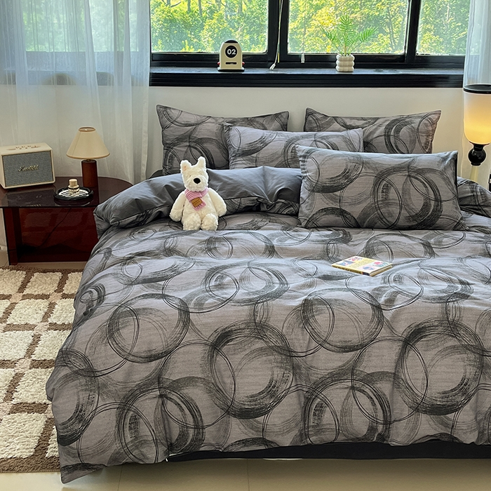 91家纺网 家纺一手货源 找家纺 吉象家纺 2025新款全棉纯棉加厚磨毛印花四件套 叙晚