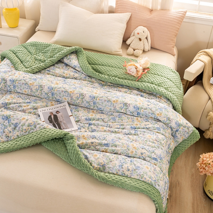 91家纺网 家纺一手货源 找家纺 锦鹭被业 2025新款AB版舒适全棉纯棉豆豆绒被被子被芯 水墨花