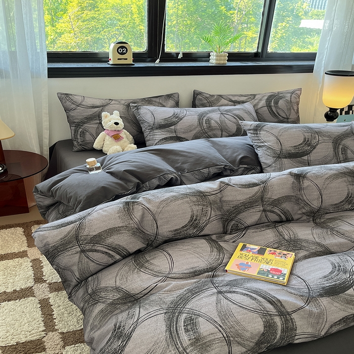 91家纺网 家纺一手货源 找家纺 吉象家纺 2025新款全棉纯棉加厚磨毛印花四件套 叙晚