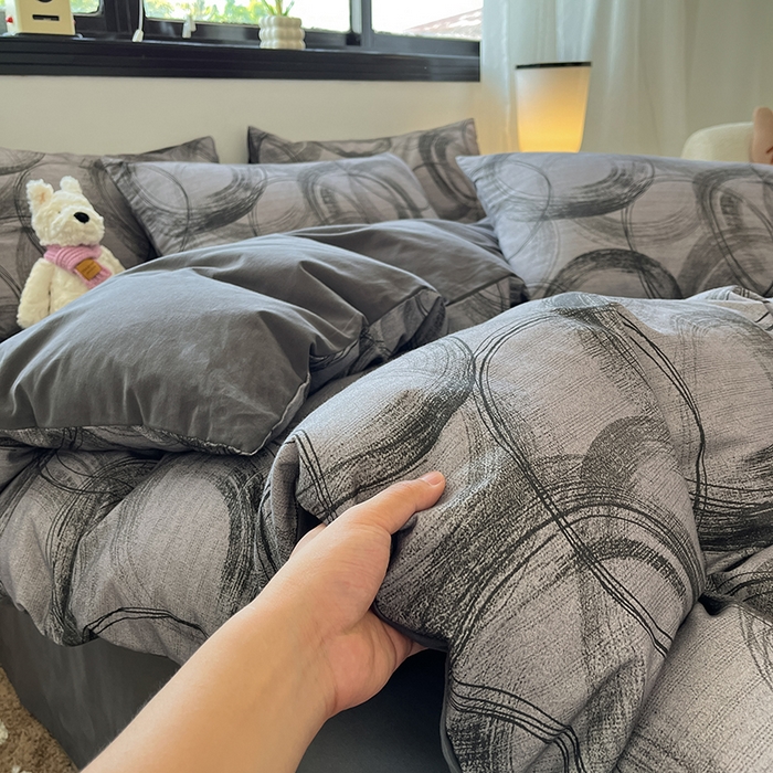 91家纺网 家纺一手货源 找家纺 吉象家纺 2025新款全棉纯棉加厚磨毛印花四件套 叙晚