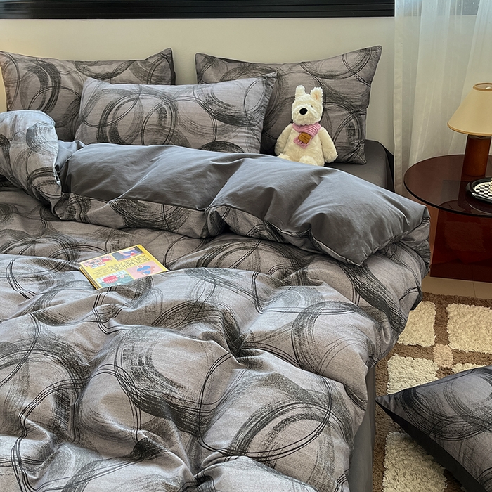 91家纺网 家纺一手货源 找家纺 吉象家纺 2025新款全棉纯棉加厚磨毛印花四件套 叙晚