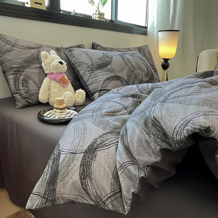 91家纺网 家纺一手货源 找家纺 吉象家纺 2025新款全棉纯棉加厚磨毛印花四件套 叙晚