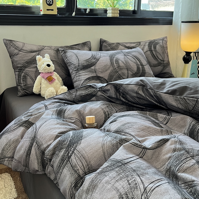 91家纺网 家纺一手货源 找家纺 吉象家纺 2025新款全棉纯棉加厚磨毛印花四件套 叙晚