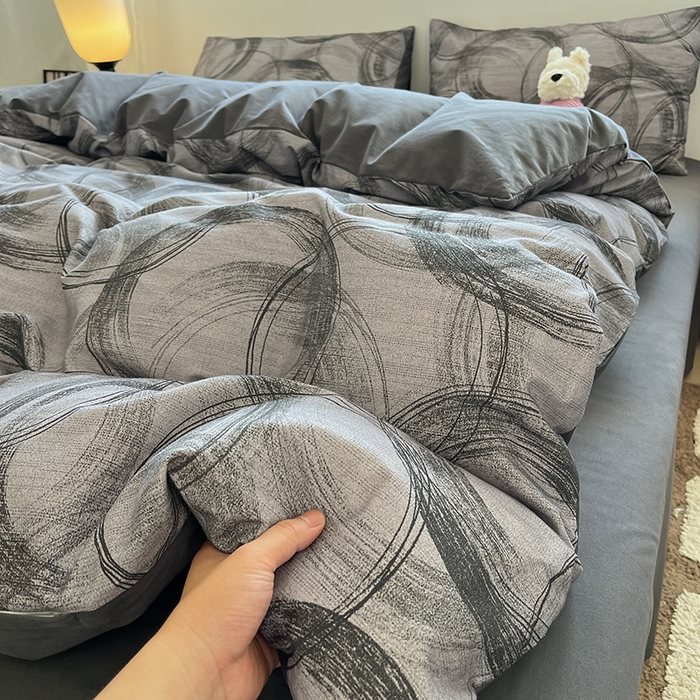 91家纺网 家纺一手货源 找家纺 吉象家纺 2025新款全棉纯棉加厚磨毛印花四件套 叙晚