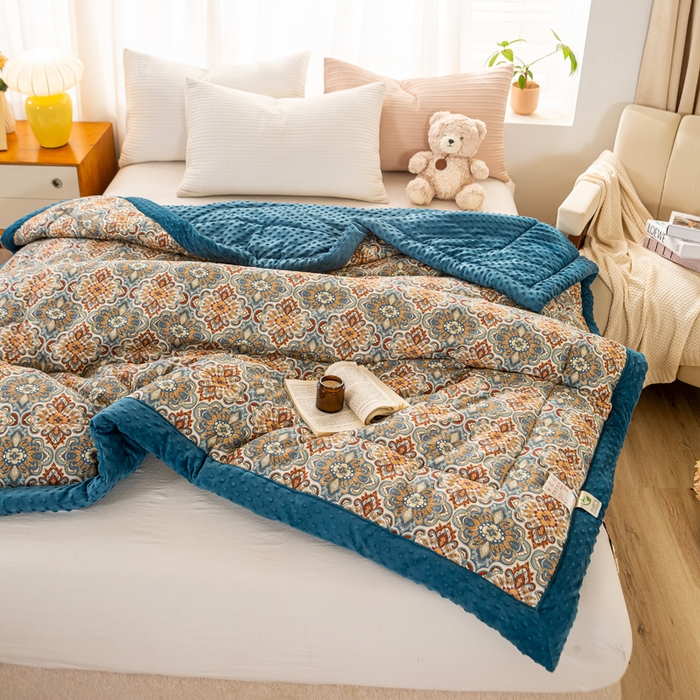 91家纺网 家纺一手货源 找家纺 锦鹭被业 2025新款AB版舒适全棉纯棉豆豆绒被被子被芯 硕果