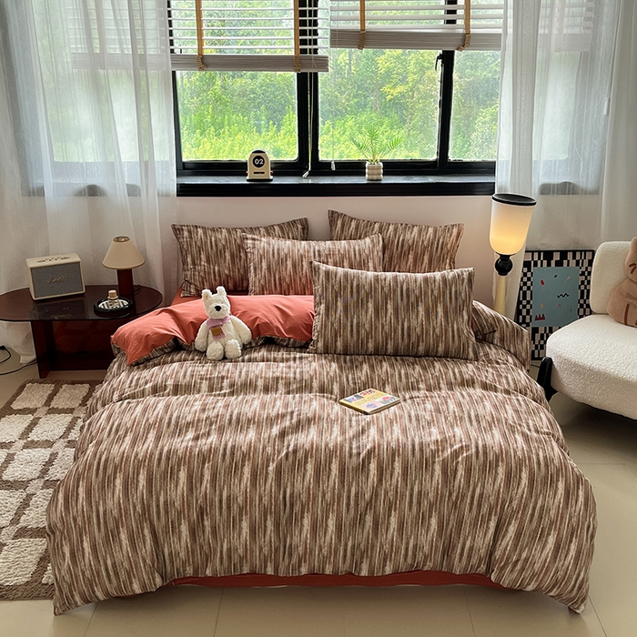 91家纺网 家纺一手货源 找家纺 吉象家纺 2025新款全棉纯棉加厚磨毛印花四件套 寻野