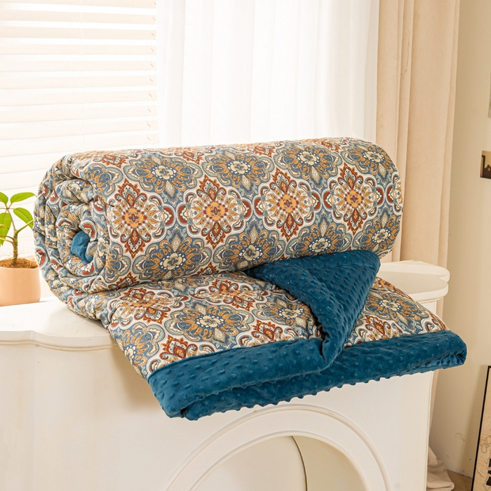 91家纺网 家纺一手货源 找家纺 锦鹭被业 2025新款AB版舒适全棉纯棉豆豆绒被被子被芯 硕果