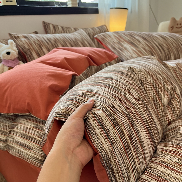 91家纺网 家纺一手货源 找家纺 吉象家纺 2025新款全棉纯棉加厚磨毛印花四件套 寻野