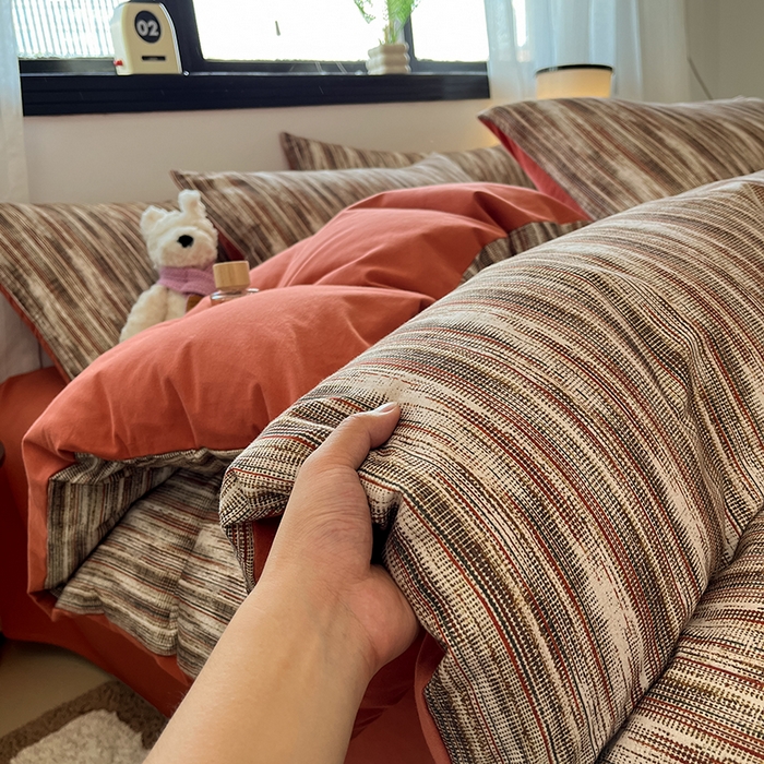 91家纺网 家纺一手货源 找家纺 吉象家纺 2025新款全棉纯棉加厚磨毛印花四件套 寻野