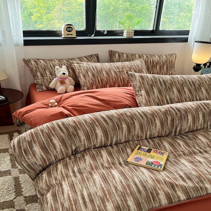 91家纺网 家纺一手货源 找家纺 吉象家纺 2025新款全棉纯棉加厚磨毛印花四件套 寻野