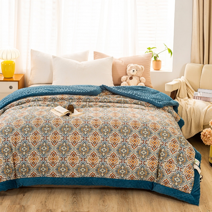 91家纺网 家纺一手货源 找家纺 锦鹭被业 2025新款AB版舒适全棉纯棉豆豆绒被被子被芯 硕果