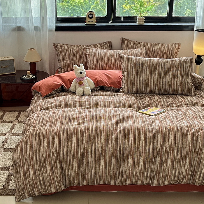 91家纺网 家纺一手货源 找家纺 吉象家纺 2025新款全棉纯棉加厚磨毛印花四件套 寻野