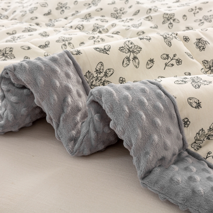 91家纺网 家纺一手货源 找家纺 锦鹭被业 2025新款AB版舒适全棉纯棉豆豆绒被被子被芯 素雅果