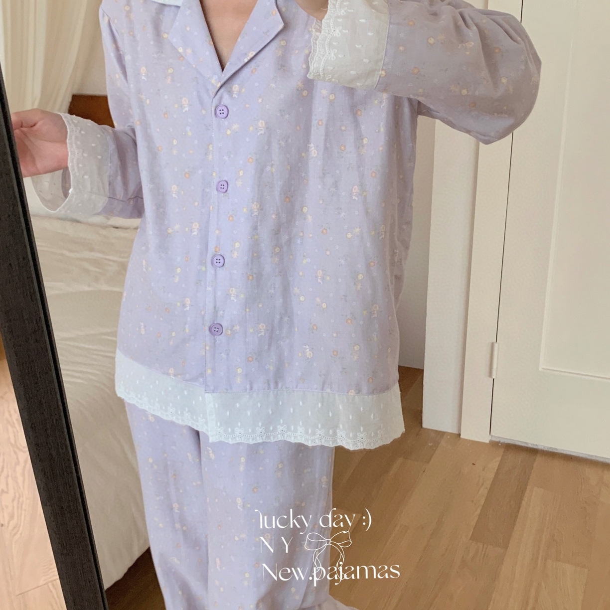 91家纺网 家纺一手货源 找家纺 （总）纽约生活 2025新款有氧纱南法蕾丝西装领长袖长裤（会员-5）