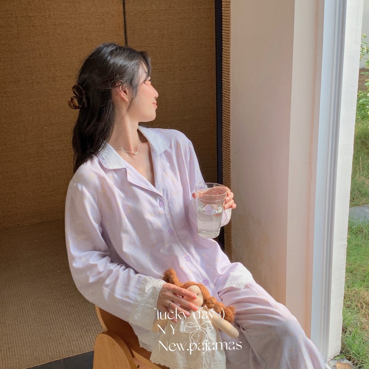 91家纺网 家纺一手货源 找家纺 （总）纽约生活 2025新款有氧纱南法蕾丝西装领长袖长裤（会员-5）