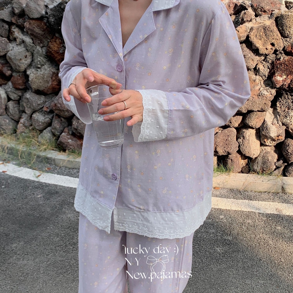 91家纺网 家纺一手货源 找家纺 （总）纽约生活 2025新款有氧纱南法蕾丝西装领长袖长裤（会员-5）