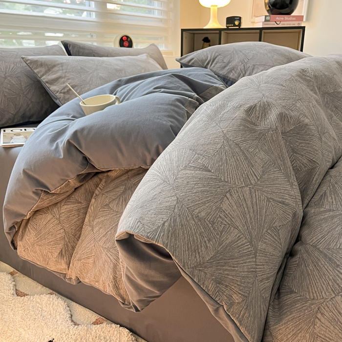 吉象家纺 2025新款全棉纯棉加厚磨毛印花四件套 云影风华