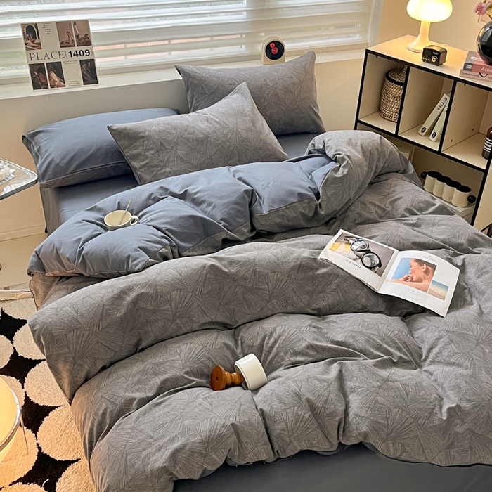 91家纺网 家纺一手货源 找家纺 吉象家纺 2025新款全棉纯棉加厚磨毛印花四件套 云影风华