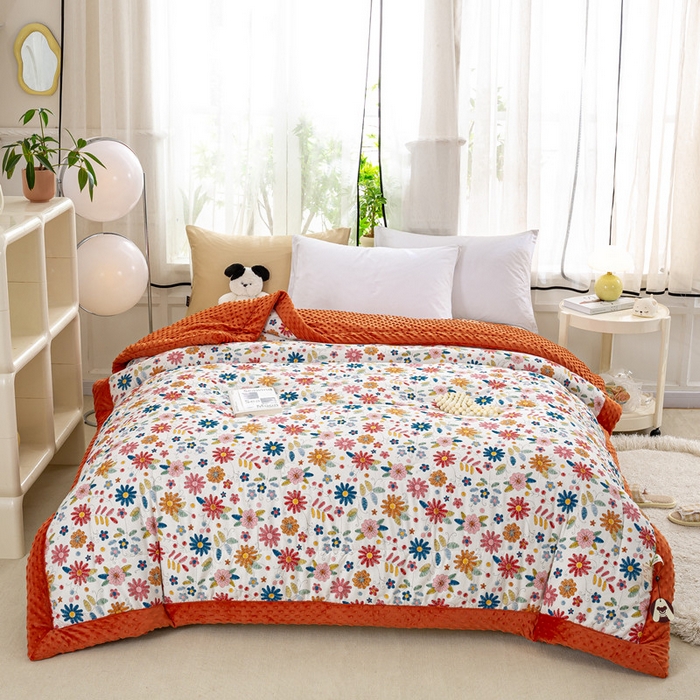 91家纺网 家纺一手货源 找家纺 锦鹭被业 2025新款AB版舒适全棉纯棉豆豆绒被被子被芯 涂鸦