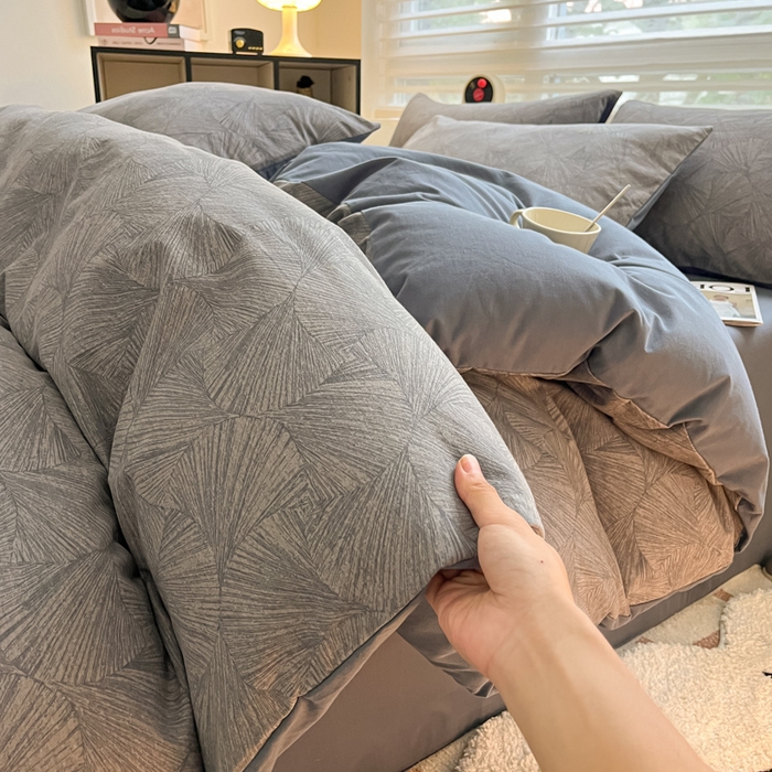 91家纺网 家纺一手货源 找家纺 吉象家纺 2025新款全棉纯棉加厚磨毛印花四件套 云影风华