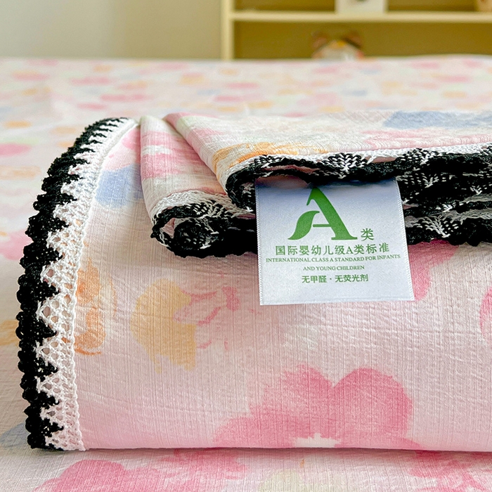 91家纺网 家纺一手货源 找家纺 （总）鑫利来家纺 2025新款云感云感皱皱纱镂空花边床单单床单单品床单单件床单